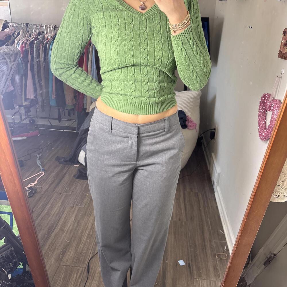 y2k office siren gray flattering‎ trousers - Picture 3 of 4
